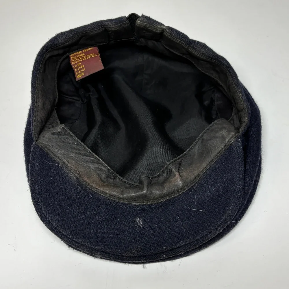Dorfman Pacific Mens Dark Navy‎ Wool Blend Flat Cap Hat Size Large